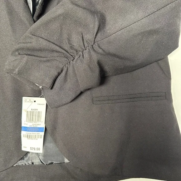 Bar III Black Ruched Sleeve Blazer Jacket XL - Picture 7 of 9